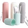 Travel Toothbrush Case and Carrier;  2-4 Pack Portable Business Trips Wash Cup Holder Organizer for Trips and Daily Use (Green+Pink)